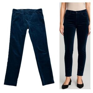 Judith & Charles dark navy blue velvet five pocket skinny pants stretch mid rise